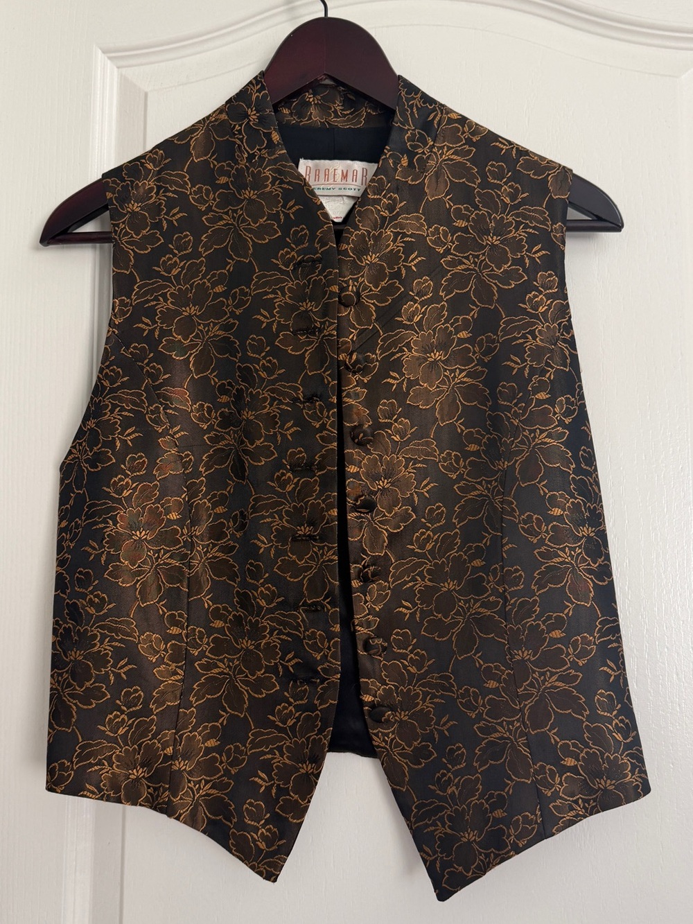 Jeremy Scott Black Vest with Gold Floral Embroidery